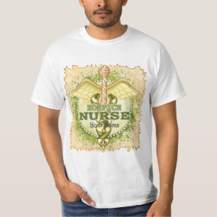 T-shirt Caducée d'infirmière en soins palliatifs en or