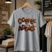 T-shirt Café Accro 3D Typographie de grains de café torréf