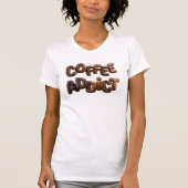 T-shirt Café Accro 3D Typographie de grains de café torréf (Devant)