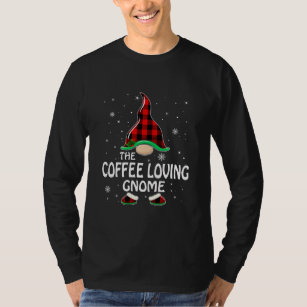 T-shirt Café Aimer Gnome Buffalo Plaid Matching Famille