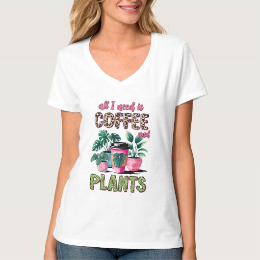 T-shirt Café amusant plante mot art (Devant)