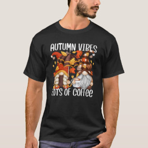 T-shirt Café Automne Gnomes Pour Femmes Café Automne Vib