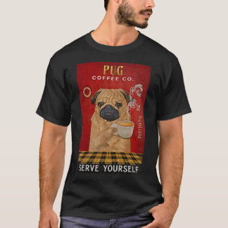 T-shirt Café avec chien Pug