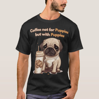 T-shirt Café avec de mignons chiots