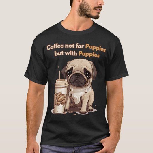 T-shirt Café avec de mignons chiots (Devant)
