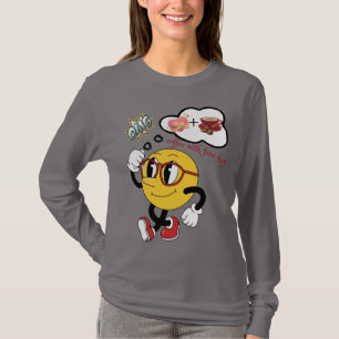 T-shirt ☕ Café Avec Hug 🤗 Gratuit   Femme mignonne Emoji
