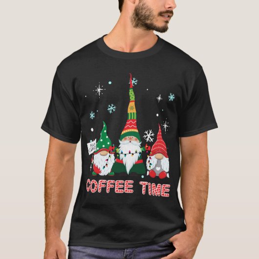 T-shirt Café Avec Trois Gnomes Joyeux Noël Cos (Devant)