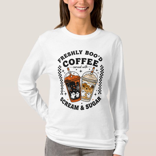 T-shirt Café Boo’d frais Halloween-Cute Ghost Barista (Devant)