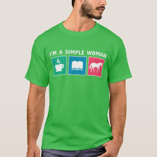 T-shirt Café Books Horse Je suis une fille simple femme