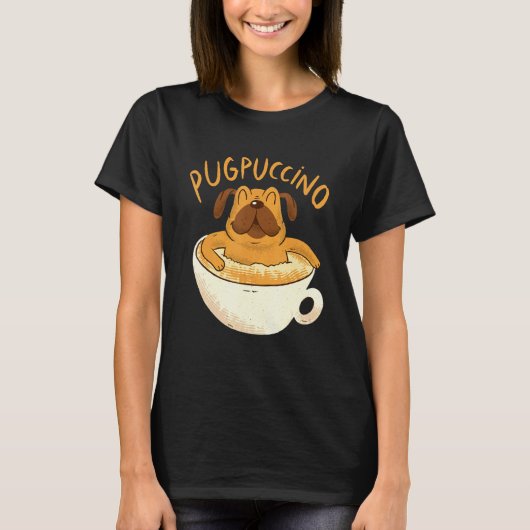T-shirt Café Cappuccino Pug (Devant)