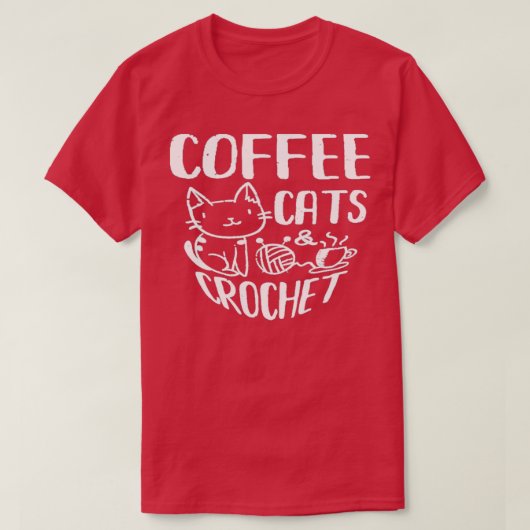 T-shirt Café Cats amp Crochet Animal Noir Caffeine Esps (Design devant)