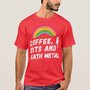 T-shirt Café, Chats et Métal de la mort, Arc en ciel