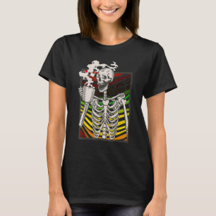 T-shirt Café chaud Squelette Squelette Boire Café Sk