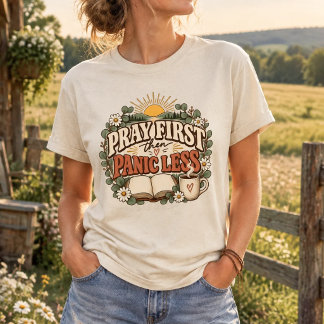 T-shirt Café Chrétien Priez D'abord Paniquez Moins