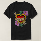 T-shirt Café Coeur Tatouage traditionnel Conception pour C (Design devant)