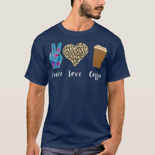 T-shirt Café Coupe Amour Paix Leopard Coeur Iced Café Lo