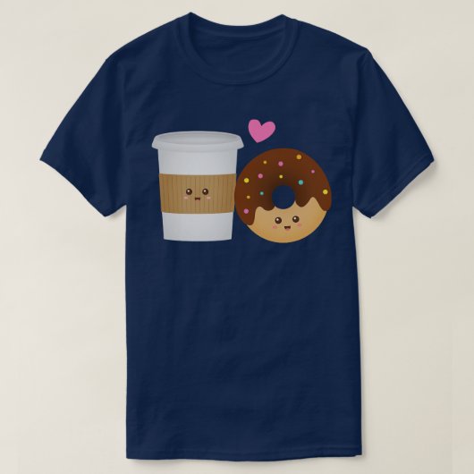 T-shirt Café Cute Et Donut Parfait Ensemble (Design devant)