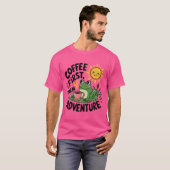 T-shirt Café D'Abord Puis Aventure - Cute Quirky Fun Frog (Devant entier)
