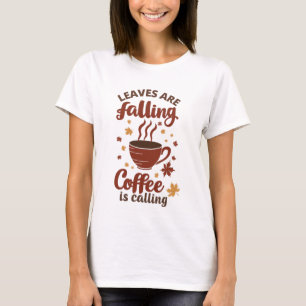 T-shirt Café d'Automne aux Feuilles qui Tombent