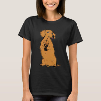 T-SHIRT CAFE DEGUSTE PAR UN DACHSHUND