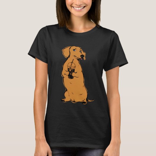 T-SHIRT CAFE DEGUSTE PAR UN DACHSHUND (Devant)