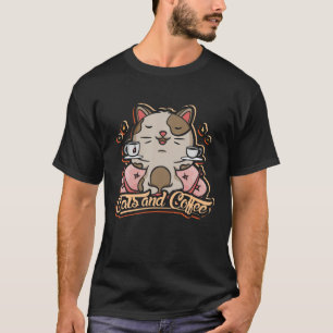T-shirt Café Design Chats Et Café