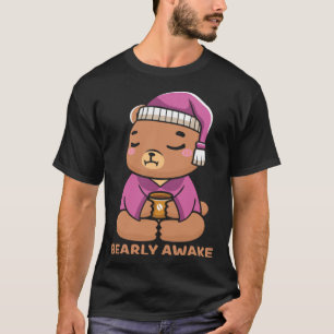 T-shirt Café Dormir tôt réveillez-vous mignon Ours en pelu