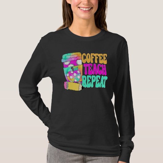 T-shirt Café Enseigner Répéter Rétro Enseignant Café Ensei (Devant)