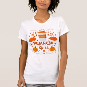 T-shirt Café épice citrouille, feuilles d'automne