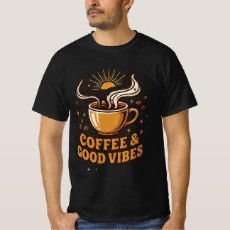 T-shirt Café et bonnes vibrations Rétro amateur de café