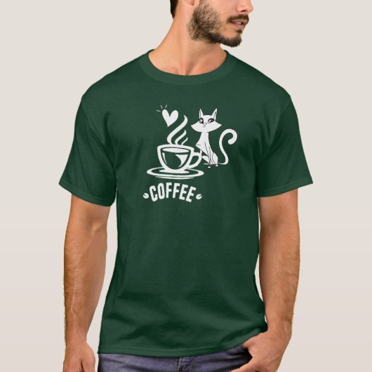 T-shirt Café et chat (Devant)