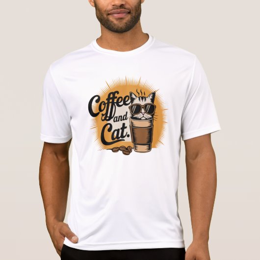 T-shirt café et chat (Devant)