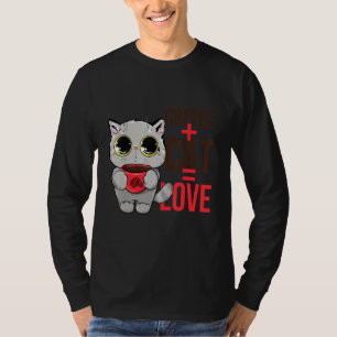 T-shirt Café Et Chat Aimer Cute Kitty