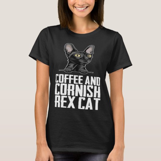 T-shirt Café et chat rex cornique (Devant)