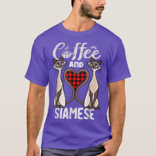 T-shirt Café et chat siamois Plaid Coeur Kitten Cat Siam