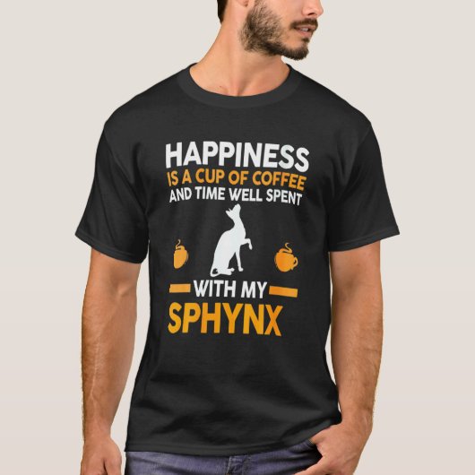 T-shirt Café et chat Sphynx (Devant)