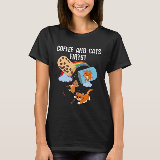 T-shirt Café Et Chats D'Abord (Devant)