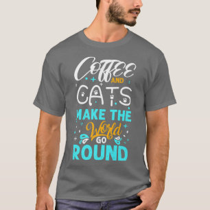 T-shirt Café et chats font du monde aller rond café de cha
