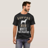 T-shirt Café et Chien berger blanc (Devant entier)