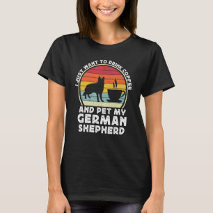 T-shirt Café et chien de berger allemand Rétro GSP Papa Ma