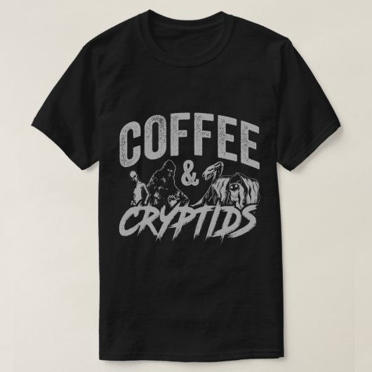 T-shirt Café et cristaux - Bigfoot, Mothman, Nessie, Al (Design devant)