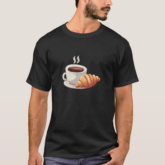 T-shirt café et croissant (Devant)