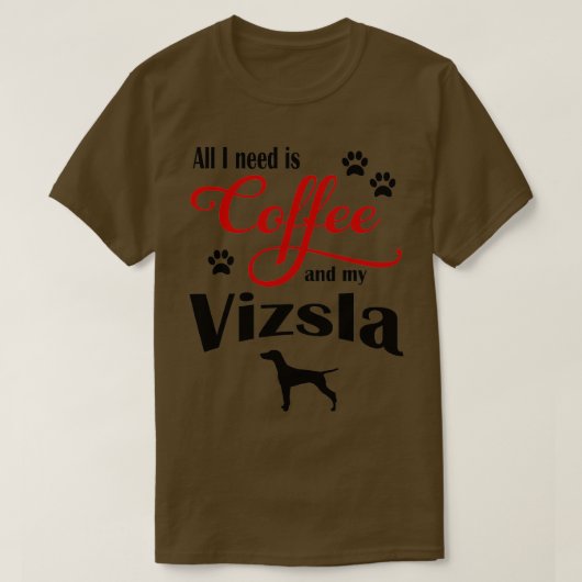 T-shirt Café et ma vizsla (Design devant)