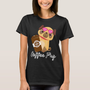 T-shirt Café et mignon chien carlin Funny chemise Carlin c