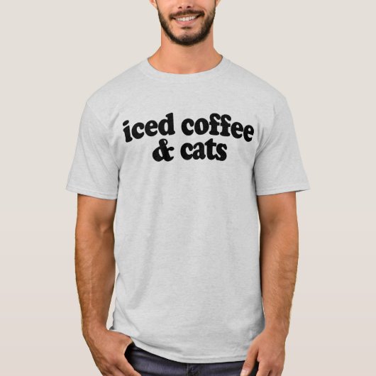 T-shirt café glacé et chats (Devant)