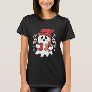 T-shirt Café glacé fantôme mignon de Noël Café rétro Xmas