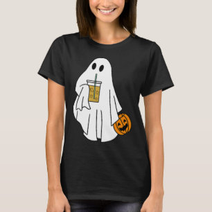 T-shirt Café glacé Halloween Cute Little Ghost Citrouille