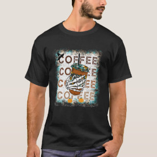 T-shirt Café Glacé Main Squelette Buvant Crâne Halloween