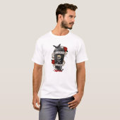 T-shirt Café gothique et crâne avec Rose rouge (Devant entier)