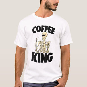 T-shirt Café King Caffeine Drôle Femmes Café Squelette
